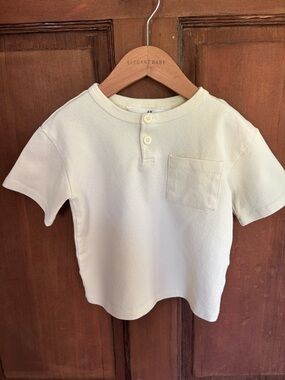 H&M Kids Pale Yellow Short-Sleeve Henley Pocket Tee